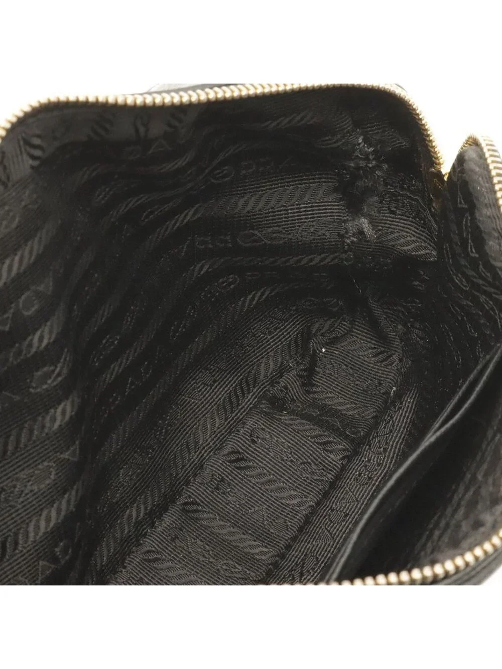 Prada Logo Shoulder Bag Pouch Pochette 2-Way Clutch Leather Nero Black Overseas